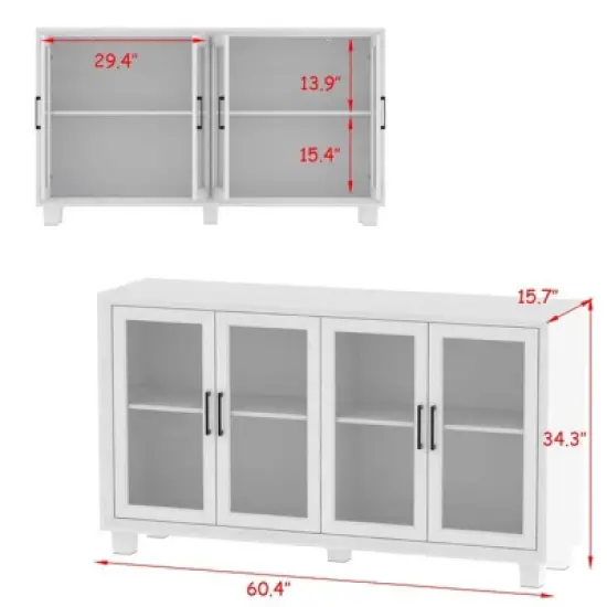 Famapy Modern Minimalist Kitchen Pantry with Glass Doors,Buffet Sideboard Cabinet,Large-Capacity Zoned Storage,Multi-use for Dish & Food Storage image {8}