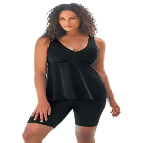 Swim 365 Women&rsquo;s Plus Size Flowy Tankini Top image {5}
