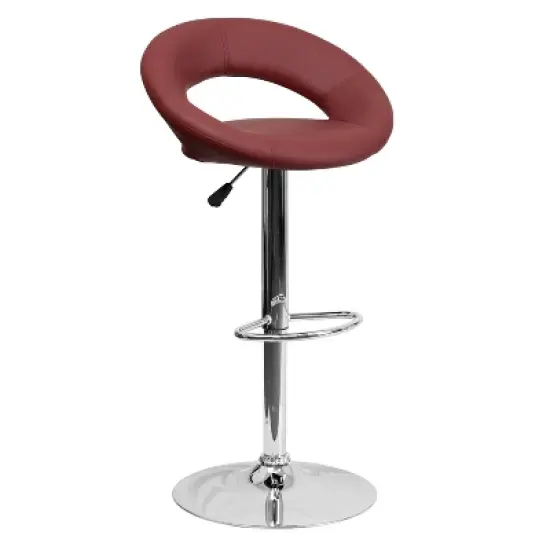 Flash Furniture Contemporary Vinyl Rounded Orbit-Style Back Adjustable Height Barstool with Chrome Base image {11}