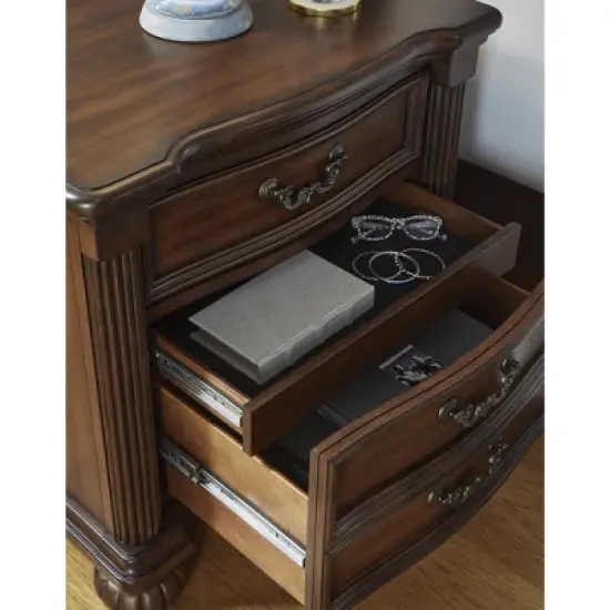 Signature Design by Ashley Lavinton Nightstand - 3 Drawer Traditional Bedroom End Table with Hidden Tray - Brown image {6}