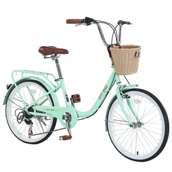 Gulches 7 Speed City Bike With Basket , Steel Frame,Multiple Colors 22 Inch Girls Bicycle image {5}