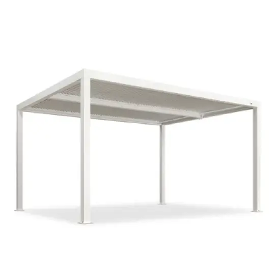 PURPLE LEAF Outdoor Louvered Pergola Aluminum Gazebo Modern White Patio Metal Pergola with Adjustable Rainproof Hardtop for Garden Lawns Yard image {10}