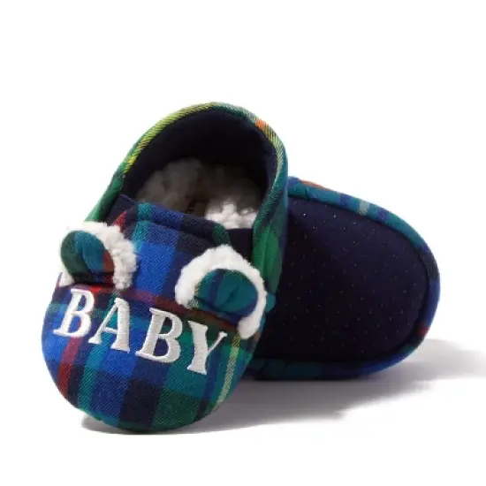 Dearfoams Kids Baby Bear Plaid Closed Back Slipper image {3}