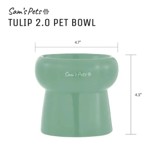 Sam's Pets Tall Tulip 2.0 Pet Bowl in Glossy Mint image {3}