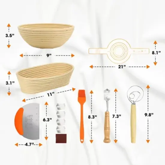 Cheer Collection Complete Bread Proofing Basket Set &ndash; Round & Oval Banneton Baskets with Essential Baking Tools for Artisan Sourdough Bread image {2}