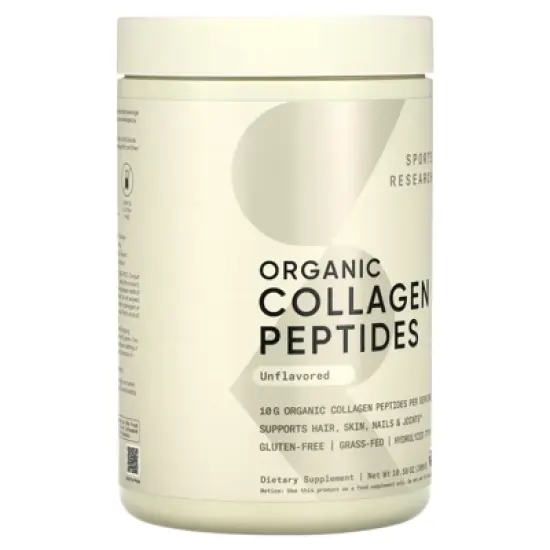 Sports Research Organic Collagen Peptides, Unflavored, 10.58 oz (300 g) image {3}
