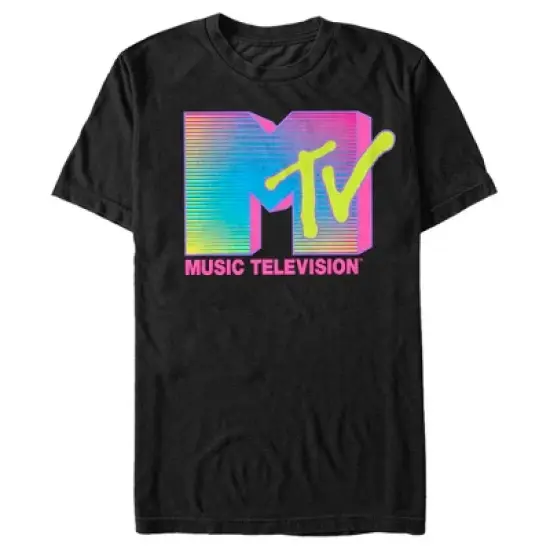Men's MTV Retro Neon Stripe Logo T-Shirt image {2}