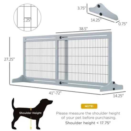 Resenkos 72" W x 27" H Extra Wide Freestanding Pet Gate with Adjustable Length Dog, Cat, Barrier for House, Doorway, Hallway, Natural image {10}