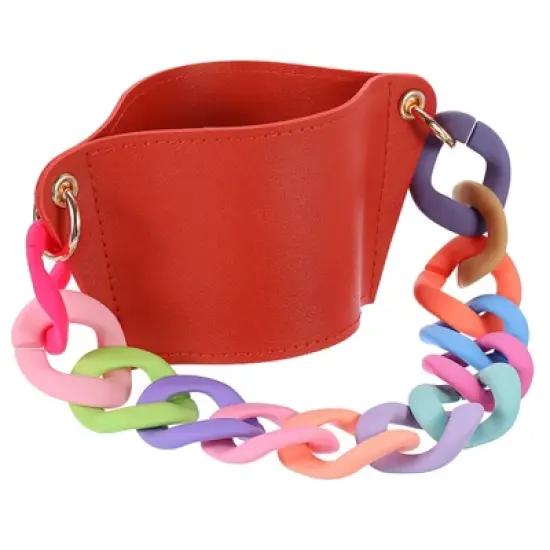 Unique Bargains PU Leather Portable Multicolored Strap Sports Water Bottle Carrier Holder 6.3" x 3" image {6}