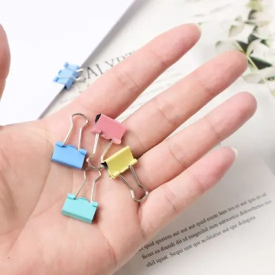 Unique Bargains Office Paper Document Metal Bookbinding Clamp Binder Clips Pink/Teal/Blue/Yellow 60 Pcs image {4}