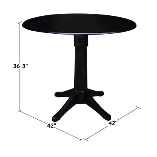 Sandon Round Dual Drop Leaf Pedestal Table Black - International Concepts image {6}