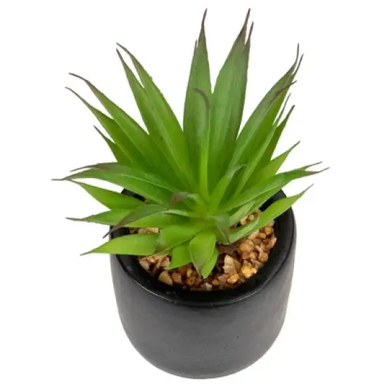 Northlight 7" Green Artificial Sword Grass in Black Pot image {4}