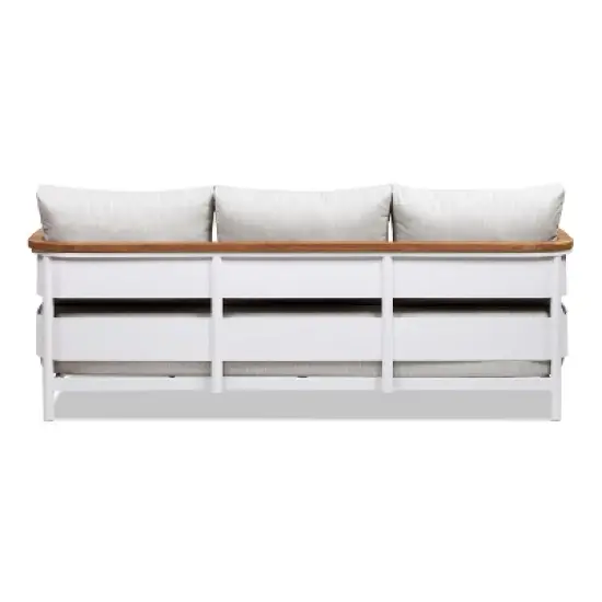 FIONECA 2-Piece Teak & Aluminum Outdoor Sofa with Coffee Table, Modern Patio Conversation Set with Cushions for Garden & Backyard image {8}