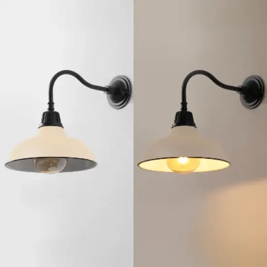 JONATHAN Y Aurora Farmhouse Industrial Indoor/Outdoor Iron LED Gooseneck Arm Outdoor Sconce image {4}