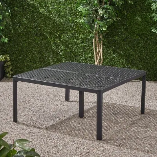 Gulches Patio Dining Tables - 61-Inch Antique Matte Black Woven Design image {2}