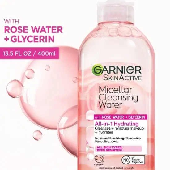 Garnier Micellar Water with Rose Water and Glycerin Hydrating Makeup Remover image {9}