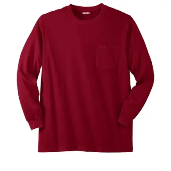 KingSize Men's Big & Tall Shrink-Less&trade; Lightweight Long-Sleeve Crewneck Pocket T-Shirt image {5}