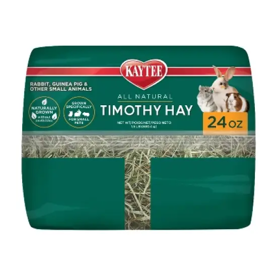 Kaytee Unflavored Timothy Hay Rat, Guinea Pig, Hedgehog, Rabbit, Chinchilla, Hamster, Gerbil, Ferret and Mouse Pet Treats - 24oz image {3}