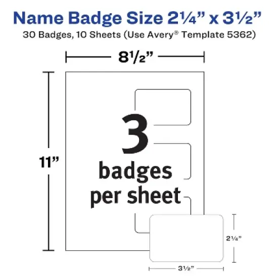 Avery Customizable Self-Laminating Name Badges with Clips, 2.25" x 3.5", White Printable Inserts, 30 Clip Style Laminated Badges (5362) image {3}