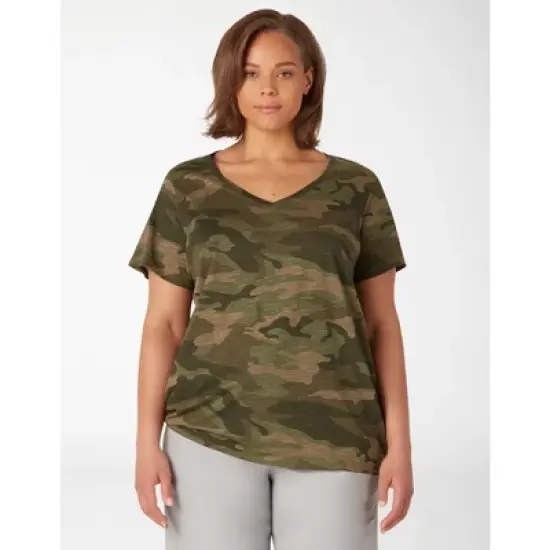 Dickies Women's Plus Short Sleeve V-Neck T-Shirt image {1}