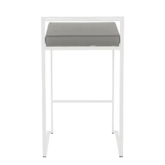 Set of 2 26" Fuji Contemporary Counter Height Barstools White/Gray - LumiSource image {4}
