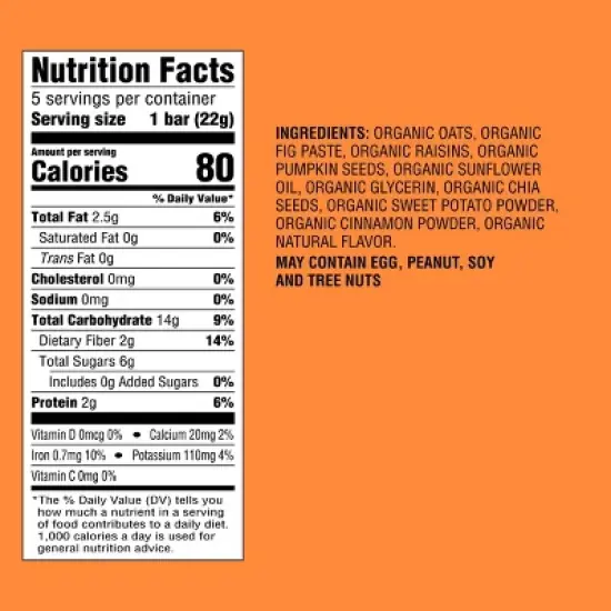 Organic Orange Sweet Potato Snack Bars - 3.17oz/5ct - Good & Gather&trade; image {3}