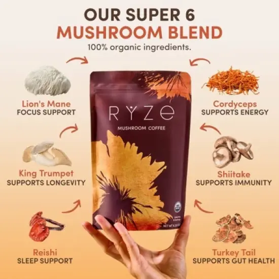 RYZE Organic Instant Mushroom Coffee - 6.35oz image {2}