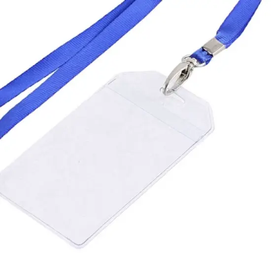 Unique Bargains Office Vertical ID Card Badge Holder with Blue Nylon Neck Strap 85 x 55mm image {5}