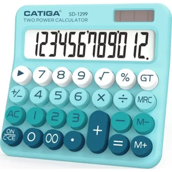 CATIGA Mechanical Switch calculator, 12-Digit LCD, Solar & Battery Power, Big Buttons, Aesthetic Design for Home, School, Office Use. SD-1299 image {8}