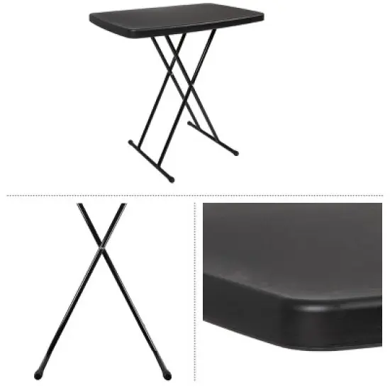 Folding Table Set - Set of 2 Lightweight Portable Tables - Small Plastic Desk for Camping, Playing Cards, Crafting, and More by Everyday Home (Black) image {2}