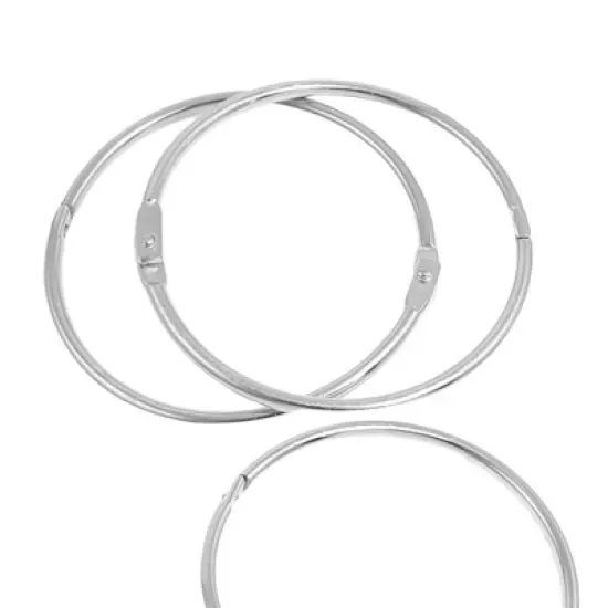 Unique Bargains Metal Staple Book Binder Loose Leaf Rings Keychain 2.7" Diameter 3 Pcs image {2}