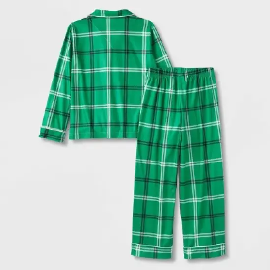 Kids' Plaid Matching Family Pajama Set - Wondershop&trade; Green image {2}