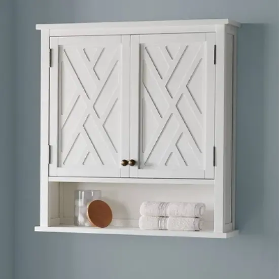 Coventry Wall Mounted Bath Storage Cabinet with Two Doors White - Alaterre Furniture image {1}