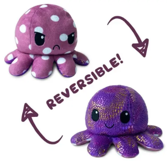 TeeTurtle Reversible Polka Dot and Scale Octopus Plush image {1}