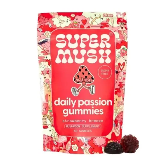 SuperMush Daily Passion Mushroom Vegan Supplement Gummies - 60ct/30 Servings image {8}