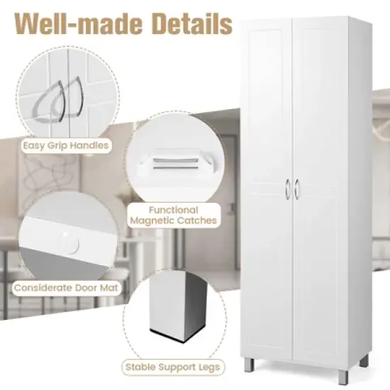 Costway 73.5''Double Door Tall Pantry Cabinet Freestanding Versatile Storage Organizer image {6}