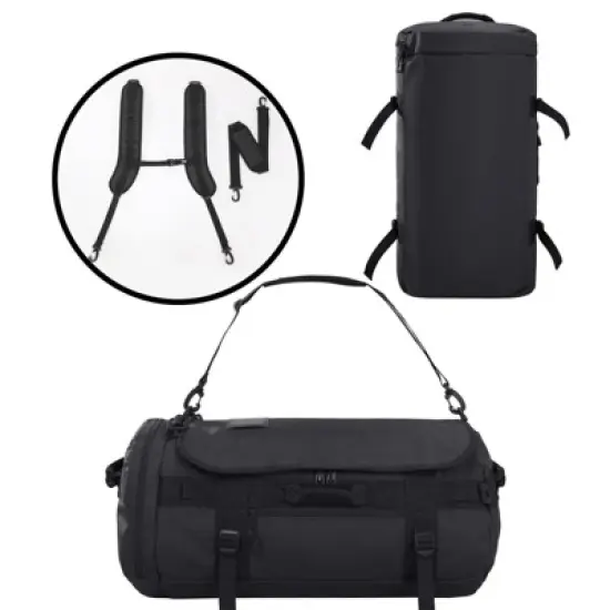 Large Duffel Backpack Sports Gym Bag with Shoe Compartment, Heavy Duty and Water Resistant, Black, 45L image {4}