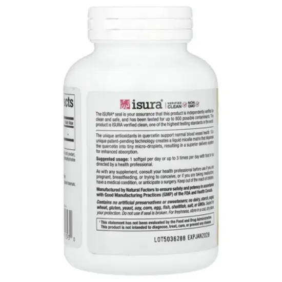 Natural Factors Quercetin LipoMicel Matrix, 250 mg, 120 Liquid Softgels image {2}