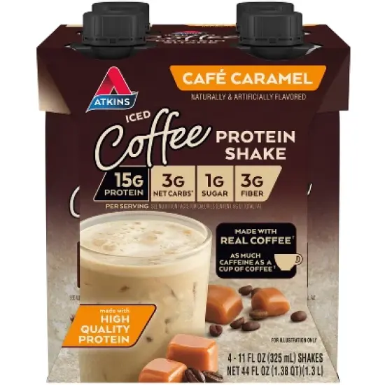 Atkins Meal Replacement Iced Coffee Protein Shake - Cafe Caramel image {11}