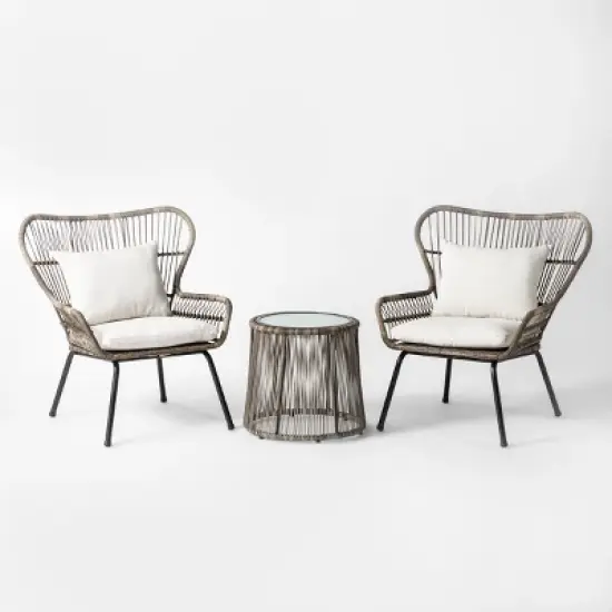 Latigo 3pc Rattan Patio Chat Set, Outdoor Furniture Set - Gray/Brown - Opalhouse&trade; image {1}