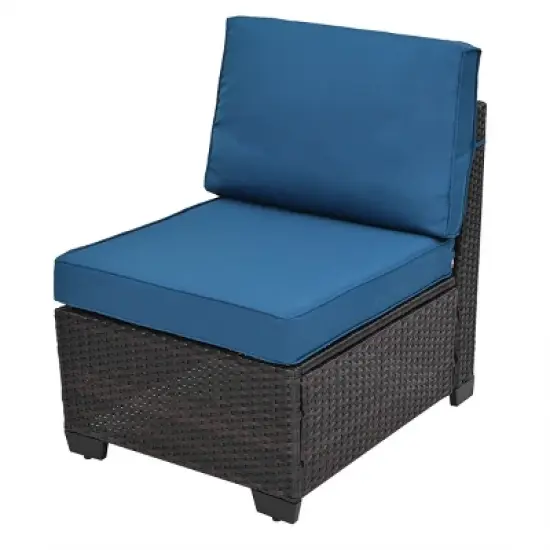 ELJGET 10PCS Outdoor Patio Rattan Furniture Set Cushioned Sectional Sofa Storage Coffee Table Deep Brown Wicker image {9}