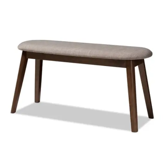 Baxton Studio Easton Mid Century Modern Walnut Finished Wood Fabric Upholstered Bench image {9}
