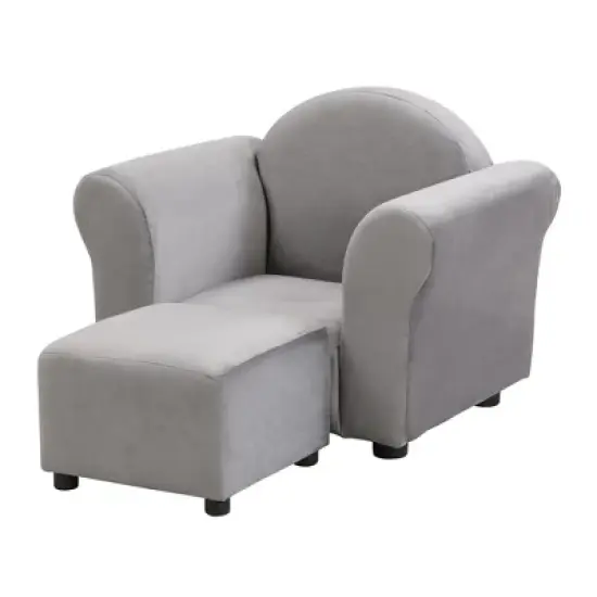 Yinvani Gray Velvet Child Recliner Chair with Armrests image {1}
