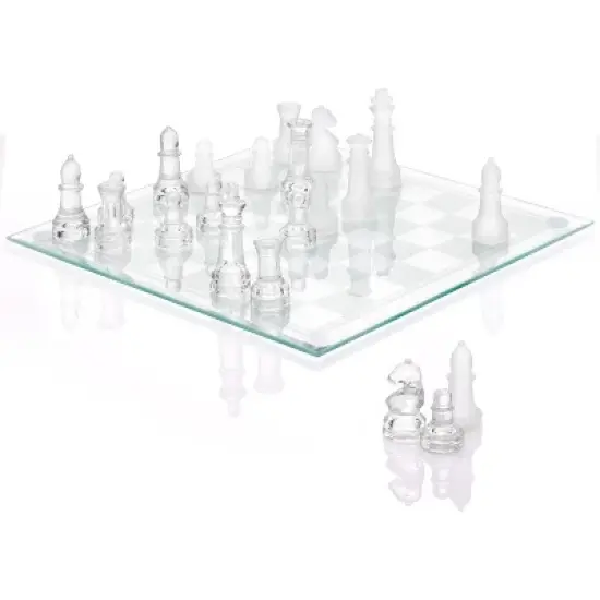 Modern 9.7" Glass Chess Set with Solid Clear & Frosted Pieces, Crystal Board, Felt Padding Included &ndash; Elegant & Durable Deluxe Game Set image {7}