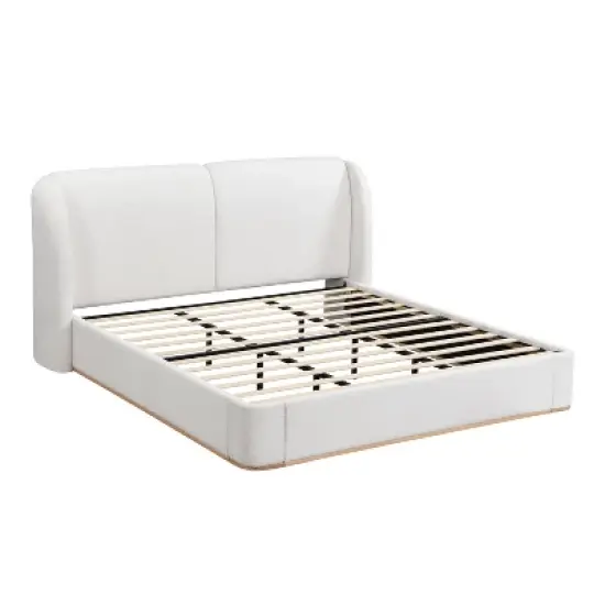 Queen/King Size Platform Bed Frame with Upholstered Headboard - ModernLuxe image {9}