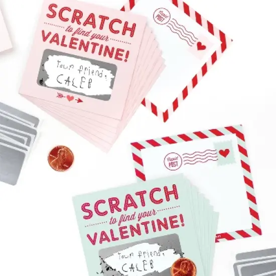 18ct Scratch-off Valentines Cards Pink image {5}