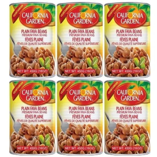 California Garden - Premium Fava Beans, Plain (6 Pack) 16 oz image {3}