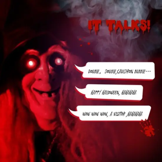 Slickblue 3FT Halloween Witch Outdoor Hanging Decor with Motion, LED Lights, and Terrifying Sounds image {5}