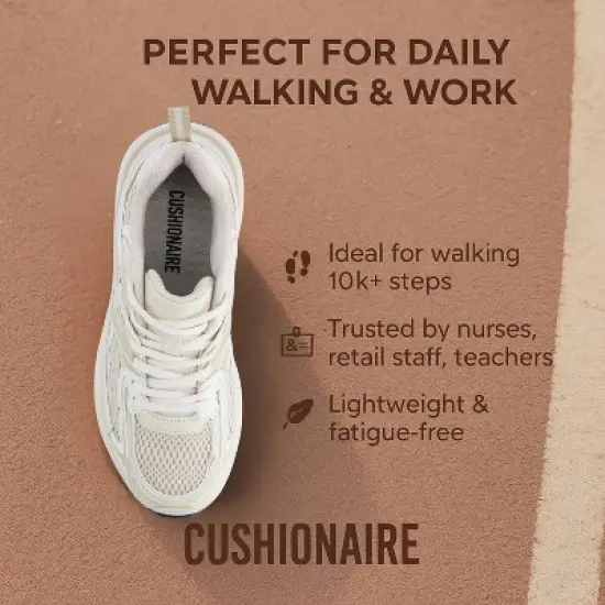 CUSHIONAIRE Sonic Casual Womens Walking Sneakers, Comfortable Lace-Up Chunky Tennis Shoes for Women with Memory Foam image {2}