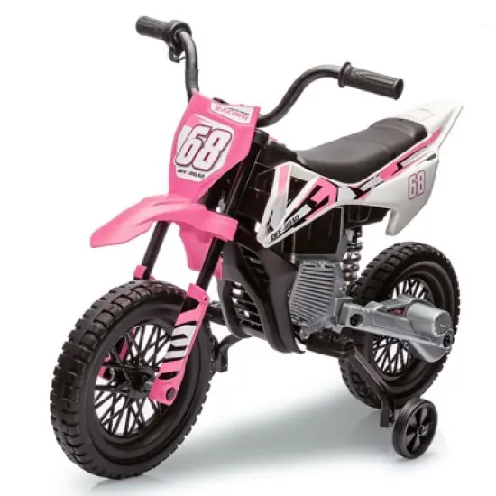 Acekool 12V Electric Dirt Bike Kids Motorcycle with Dual 25W Motors, Twist Throttle, Training Wheels & Suspension, Ride-On Toy for Ages 3+ image {9}